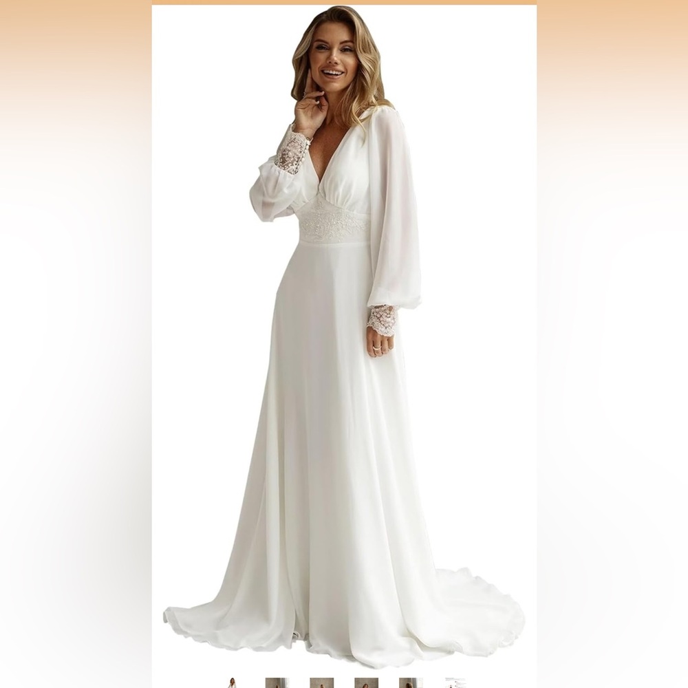 Chic White Lace Wedding Gown